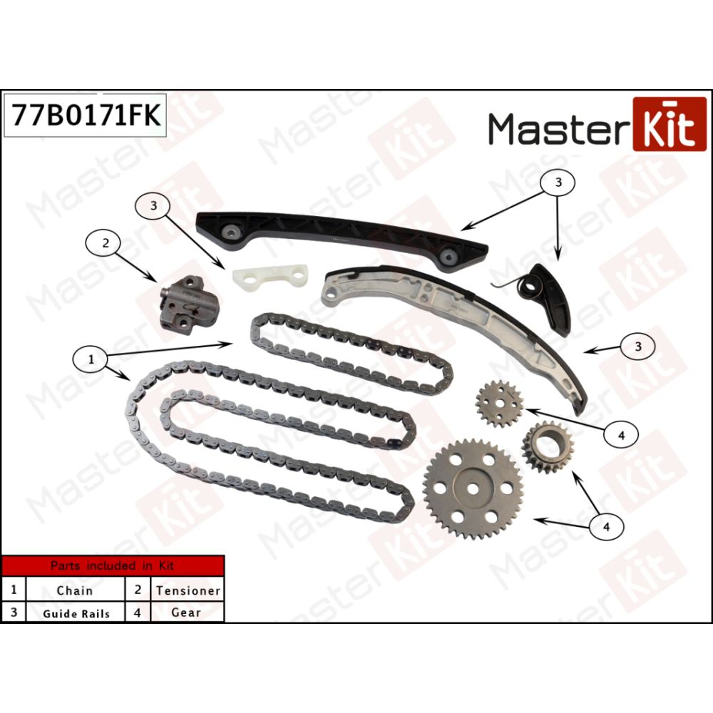 Комплект цепи ГРМ Ford 2.3 SEBA 77B0171FK MASTERKIT 77B0171FK