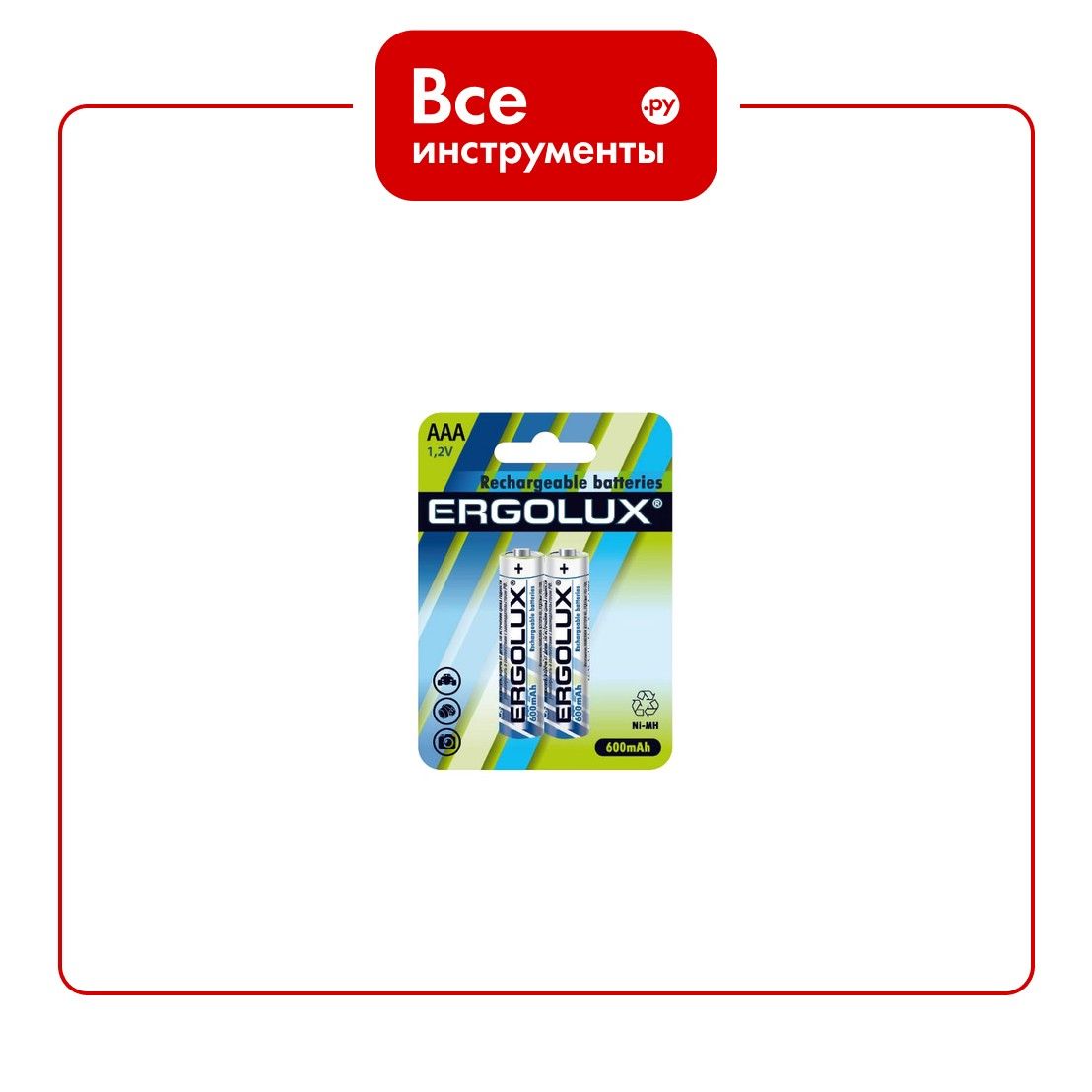 АккумуляторErgoluxNHAAA600BL2,1.2В,AAA-600mAh,Ni-Mh,BL-212977