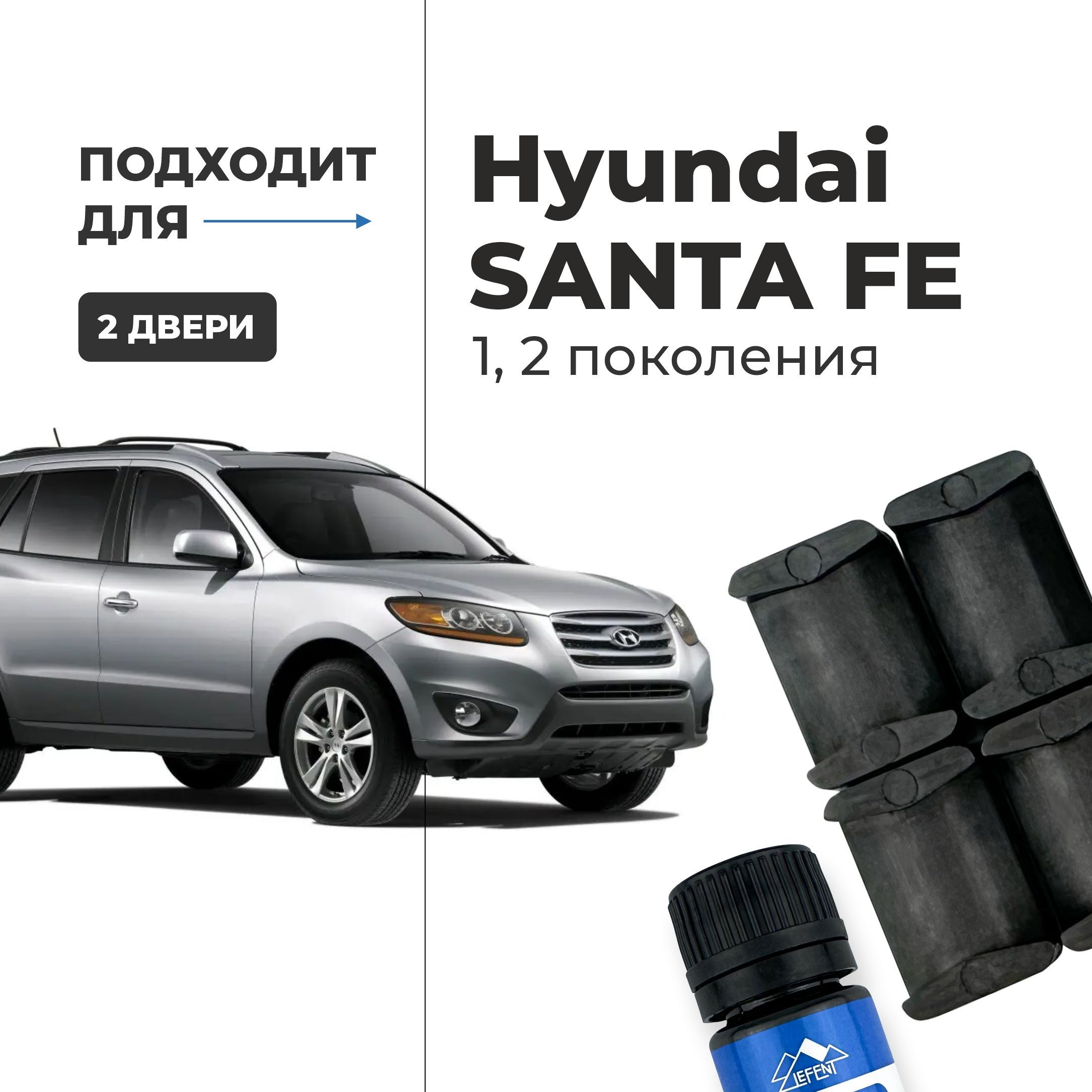 Ремкомплект ограничителей на 2 двери Hyundai SANTA FE 1, 2 поколения, Кузова SM, CM - 2001-2012. Комплект ремонта фиксаторов (сухарей)