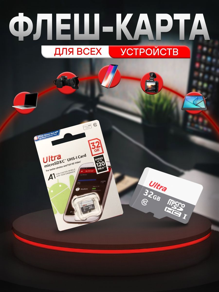 Карта памяти microSD 32 gb / mircoSDHC 32 гб / Карта расширения памяти