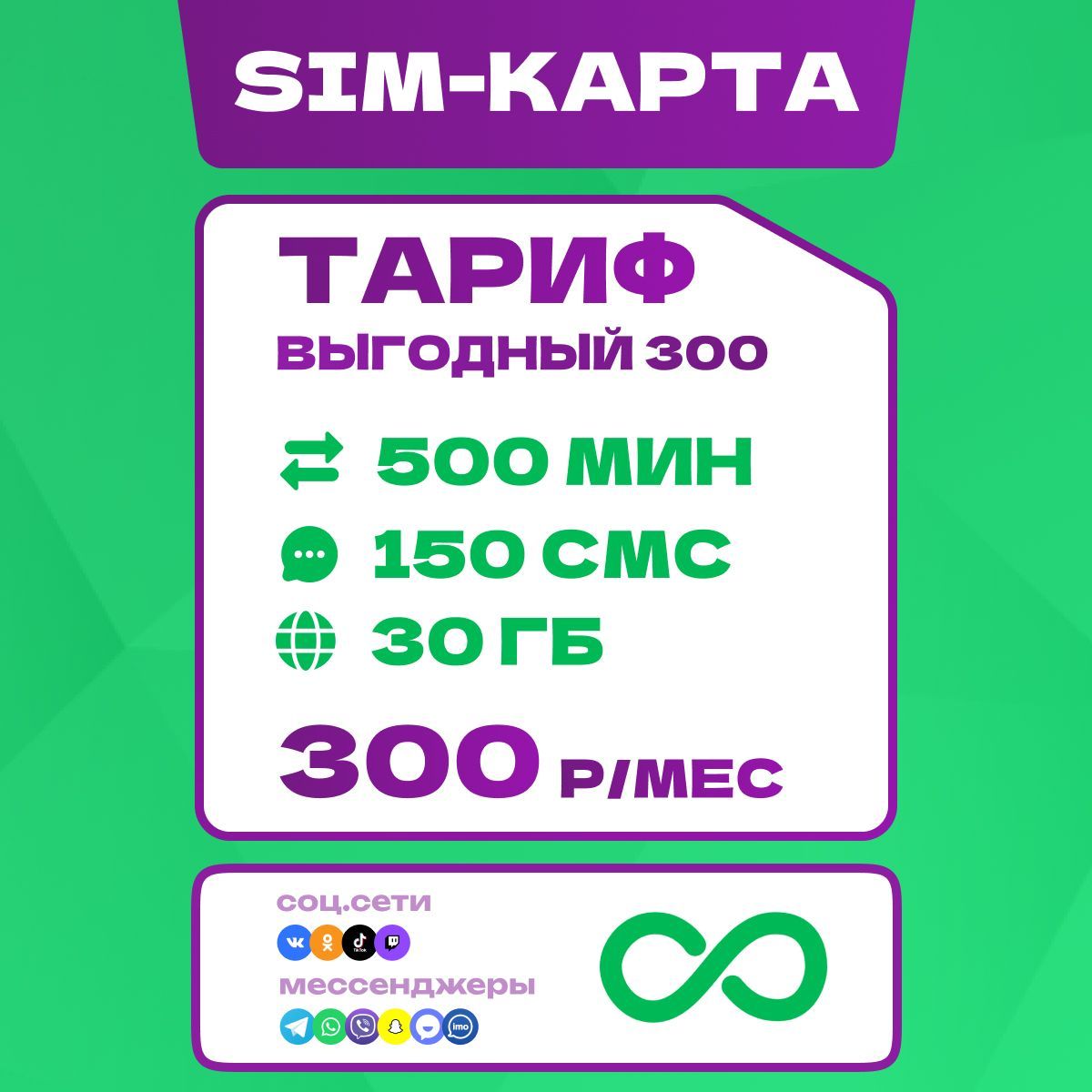 SIM-карта Симкарта безлимитный интернет (Вся Россия)