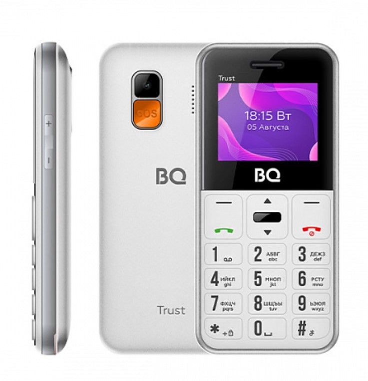 Мобильный телефон BQ 1866 Trust White, 2 SIM-карты(mini-SIM и micro-SIM), аккумулятор 800 мАч, док-станция для зарядки