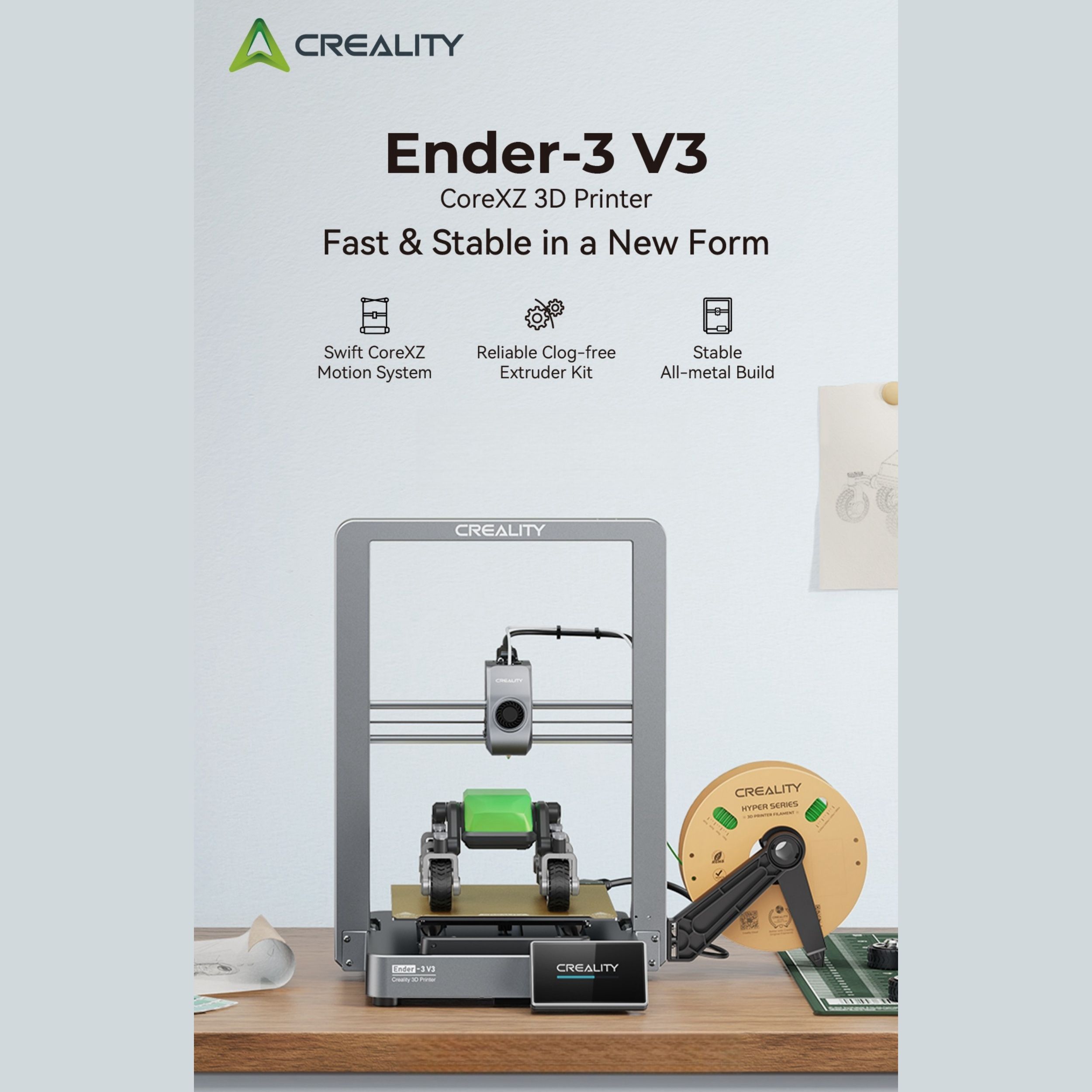 3D принтер Creality Ender 3 V3 размер печати 220 * 220 * 250 мм ,600 мм/с высокая скорость