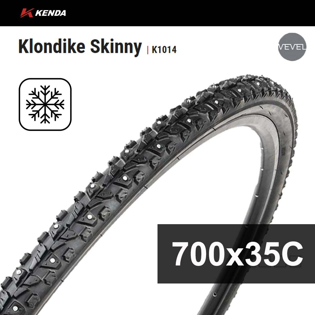 Покрышка KENDA KLONDIKE SKINNY K1014 700х35С, 30TPI, велосипедная зимняя шипованная