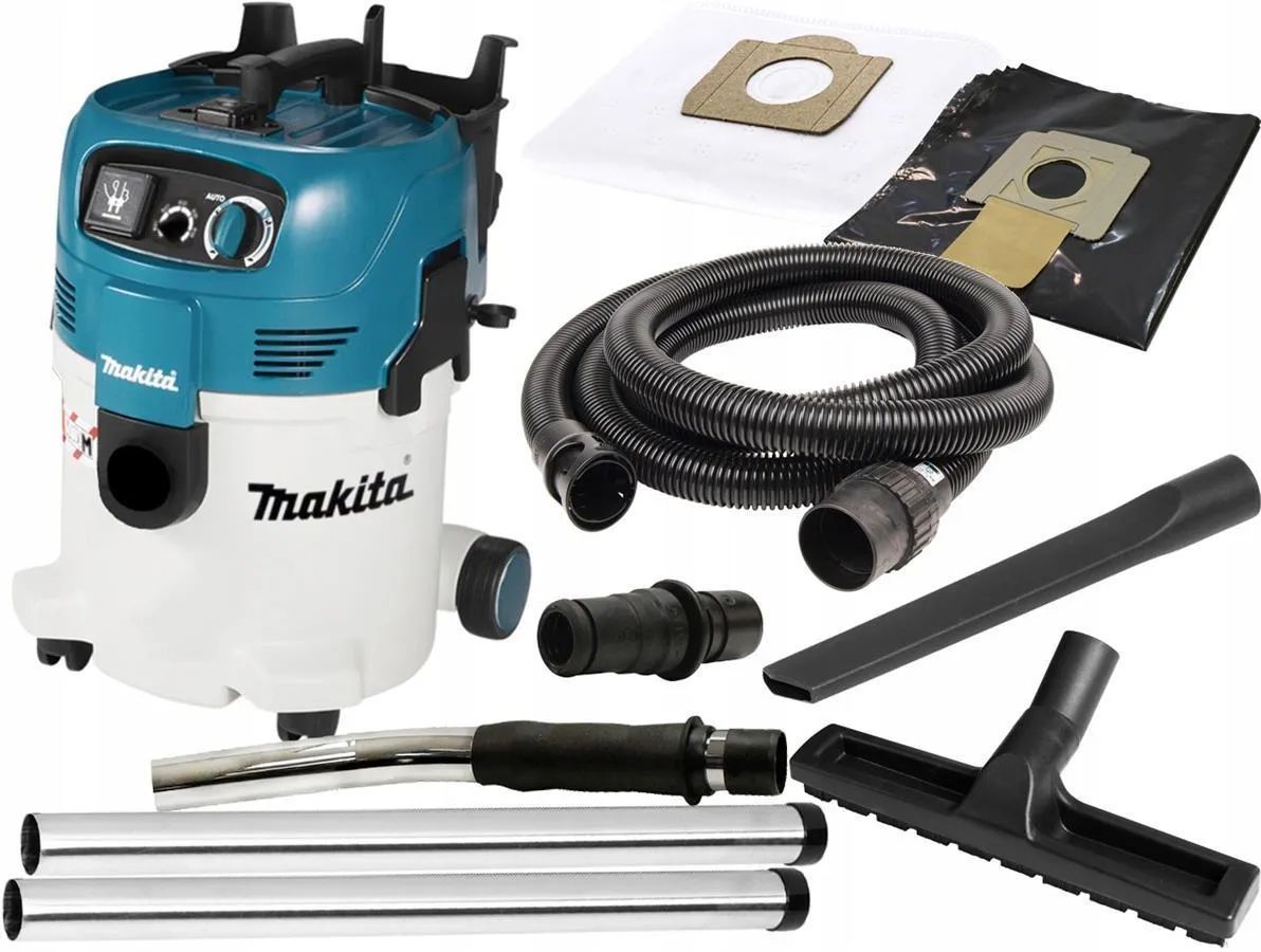 Профессиональный пылесос Makita VC3012L, 1200 Вт, серебристый/синий