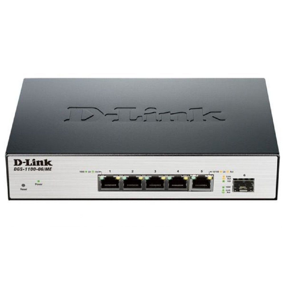 Коммутатор D-Link DGS-1100-06/ME/A1B управляемый L2, 5xRJ45 1 Гбит/с, 1xSFP