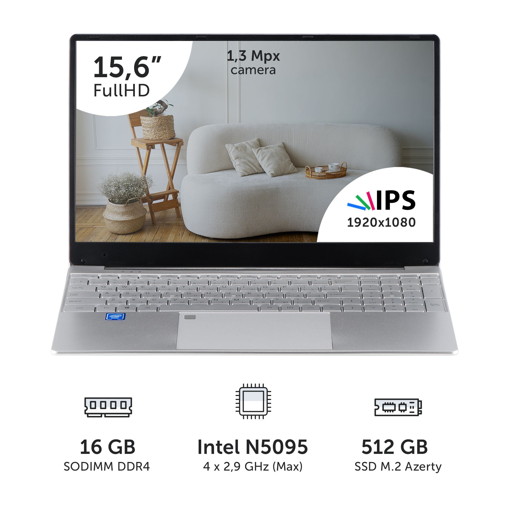 AzertyAZ-1509Ноутбук15.6",IntelCeleronN5095,RAM16ГБ,SSD512ГБ,IntelUHDGraphics,WindowsPro,(AZ-1509),серебристый,Русскаяраскладка