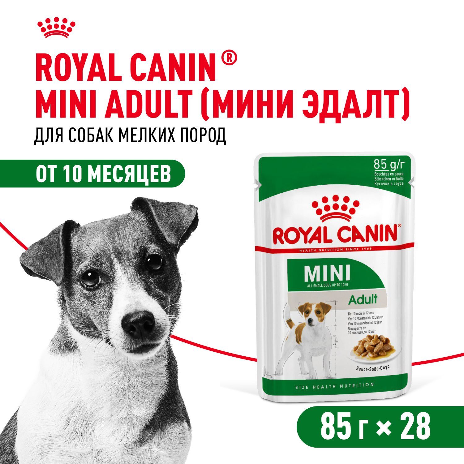 Влажный корм для собак Royal Canin Adult Mini в соусе для мелких пород 85 г х 28 шт