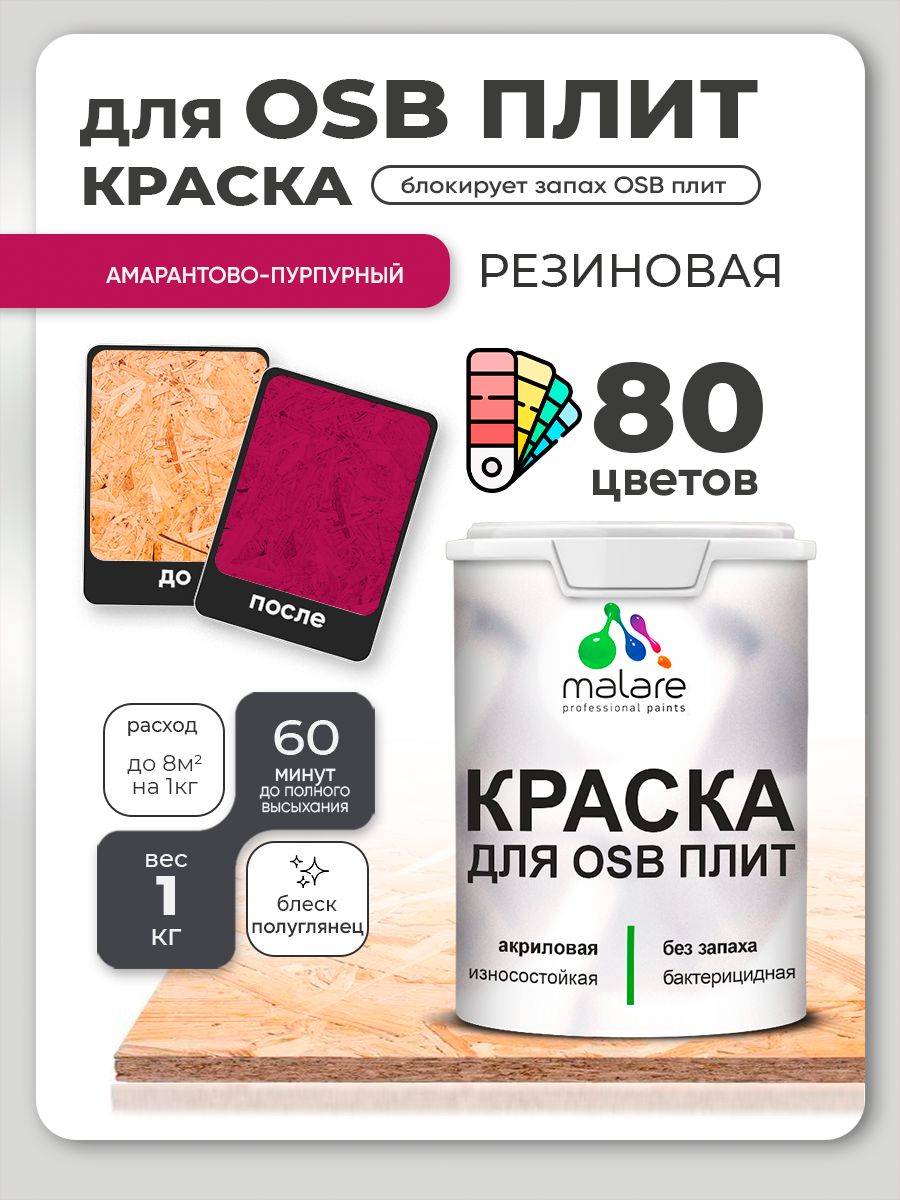 Резиновая краска для ОСБ плит Malare акриловая краска для дерева для наружных и внутренних работ, быстросохнущая без запаха полуглянцевая, античная латунь, 1 кг