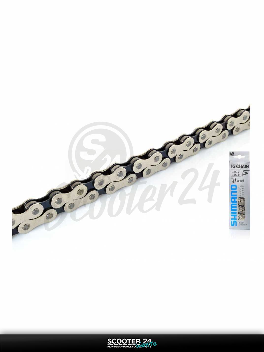 Цепь трансмиссии приводная для мотоцикла усиленная вело 116 L звеньев, 8 скоростей #IG51 "SHMN Narrow" #XMN-008