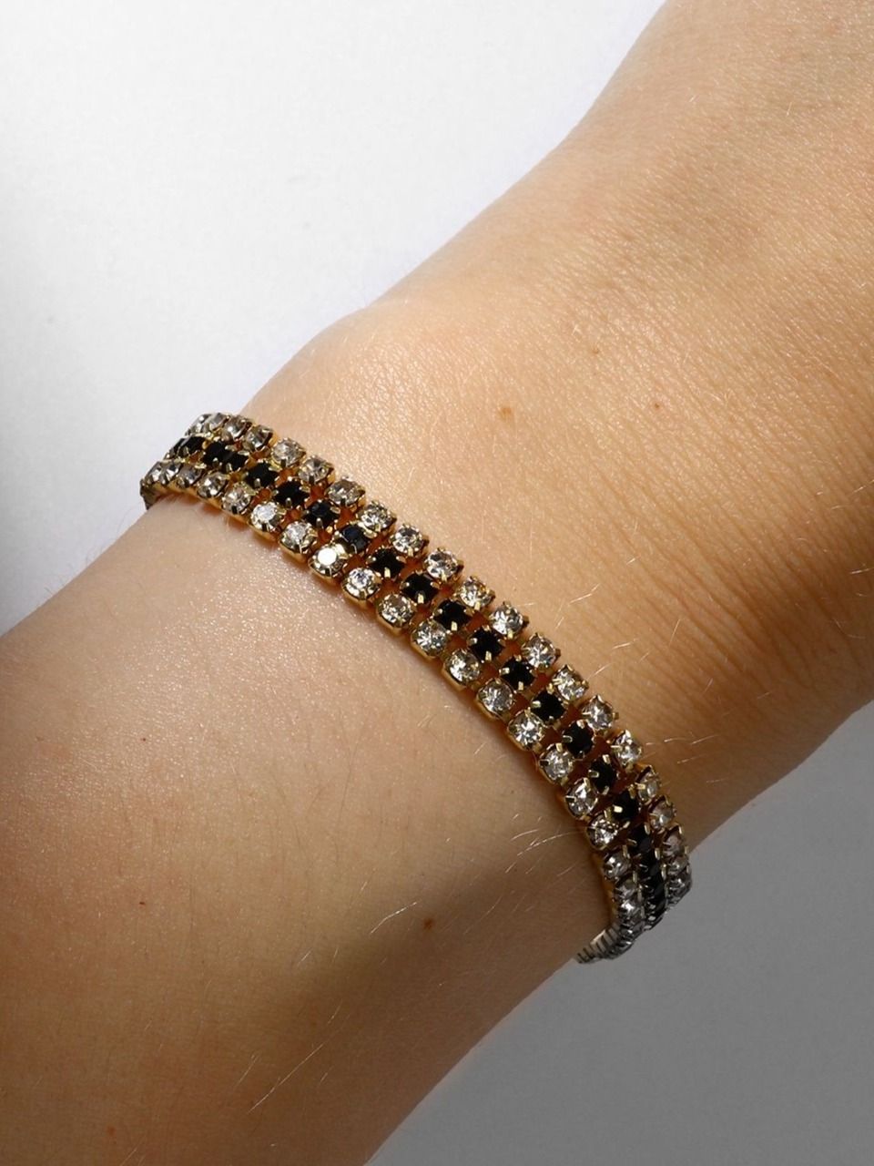 Браслет женский бижутерия со стразами "Лёд" / L 18 см