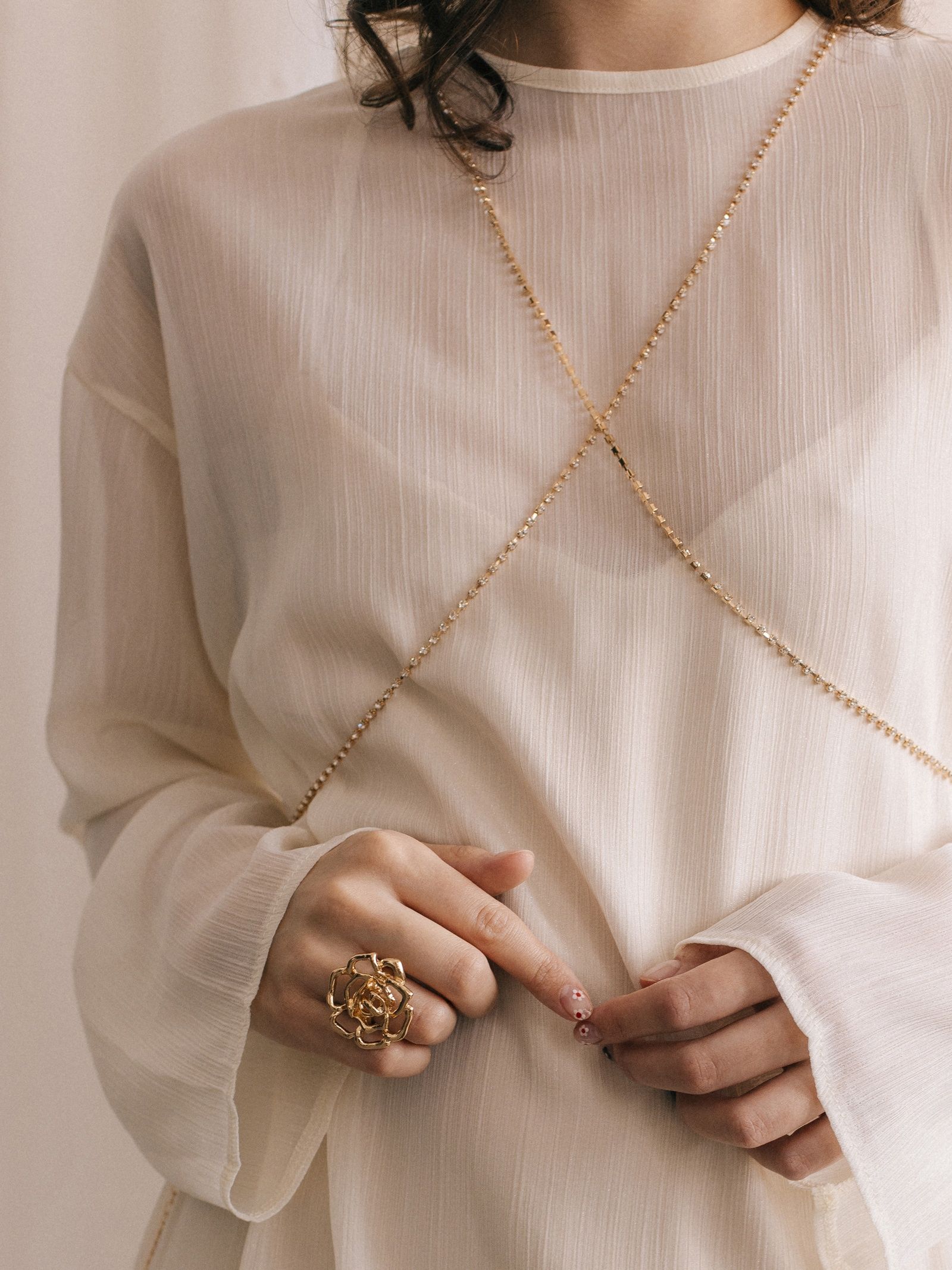 Портупея "Минимал" 2 нити, цвет белый в золоте