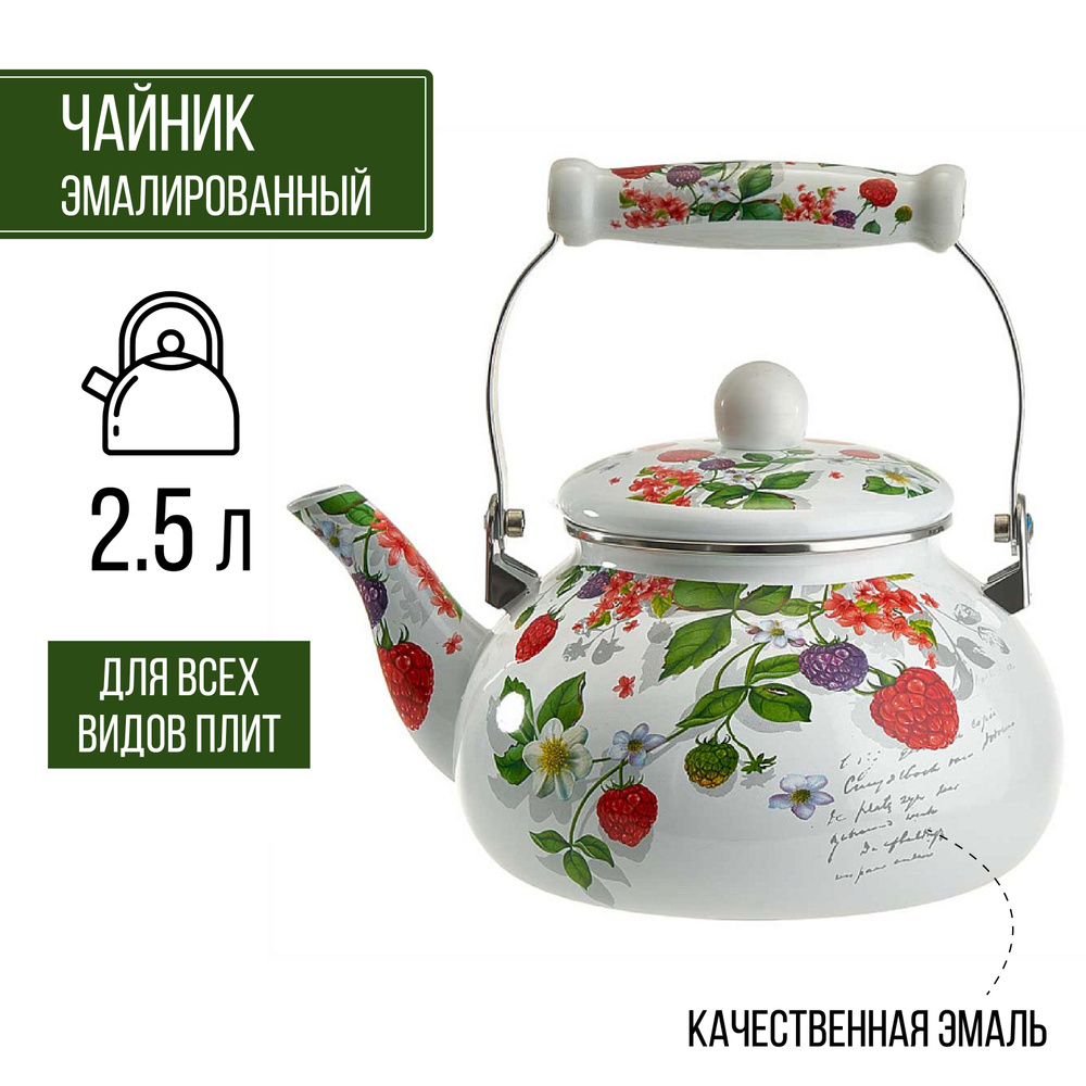 Чайник эмалированный для всех видов плит с фильтром 2.5 л Ягоды ...