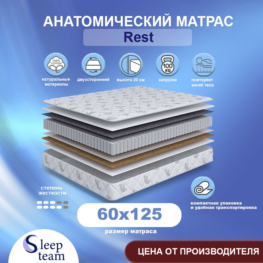 Sleepteam Матрас Rest, Независимые пружины, 60х125 см #1