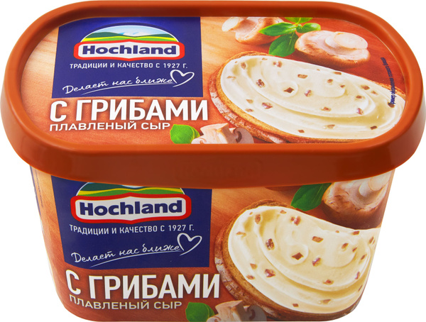 Сыр плавленый Hochland с грибами, 55%, 400 г - купить с доставкой по ...