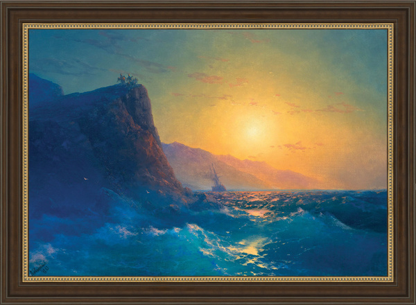 Картина-репродукция на холсте в раме 55х75, Айвазовский, "Вид на крутой ...