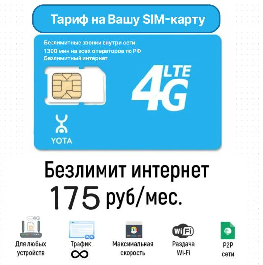 SIM-карта Выгодный тариф на Вашу SIM-карту Yota (Йота) (Вся Россия ...