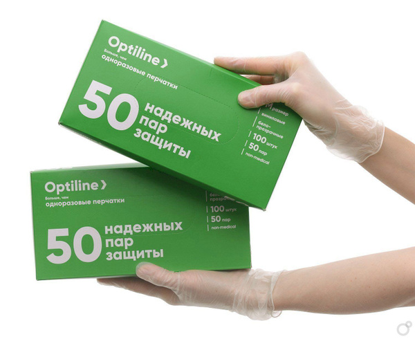 OPTILINE Перчатки медицинские, 100, L, белый - купить с доставкой по ...
