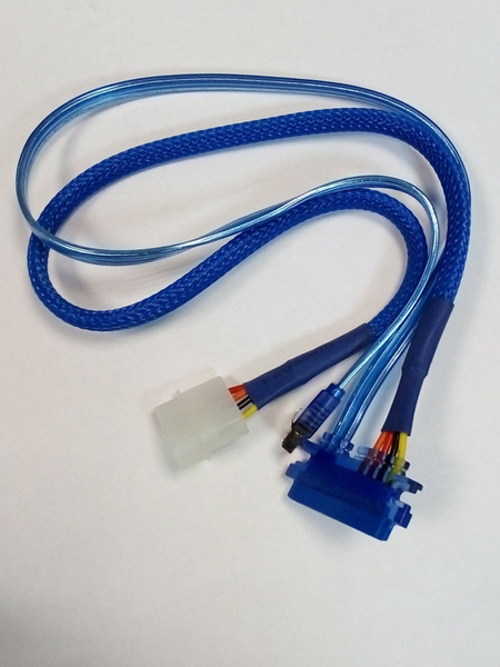 Кабель SATA 22pin - SATA 7pin + 4 pin питание (molex) 50 см в оплётке ...