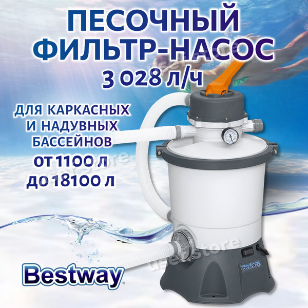 Песочный фильтр насос для бассейна 3028 л/ч Bestway 58515, Песчаный ...