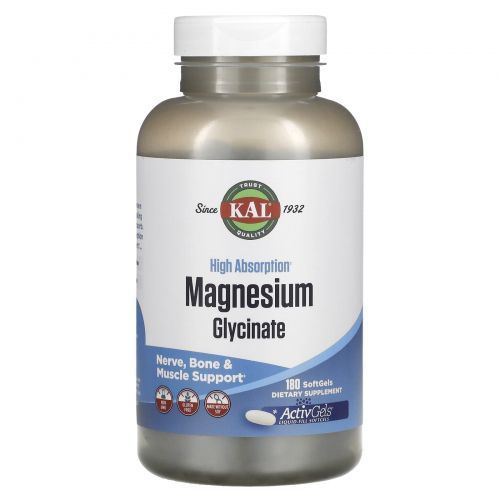 KAL, Magnesium Glycinate, Магния глицинат с высокой абсорбцией, 180 ...