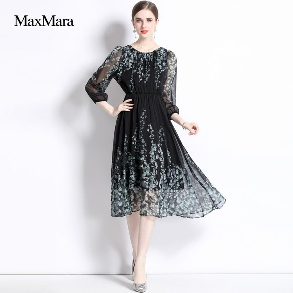 Платье женское праздничное вечернее с длинным рукавом, Max Mara миди ...
