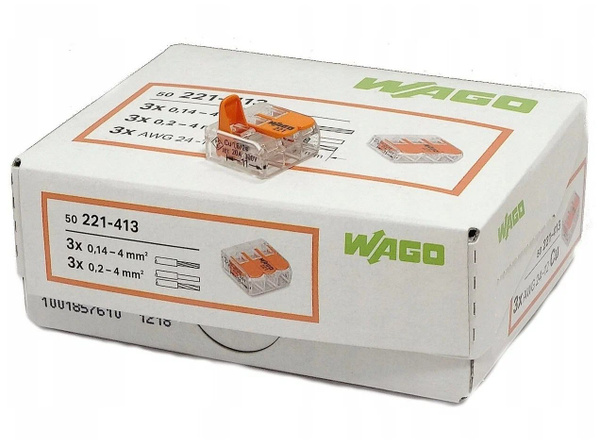 Клемма WAGO.221-413 без пасты для медных проводов 3х0,2...4мм.кв ...