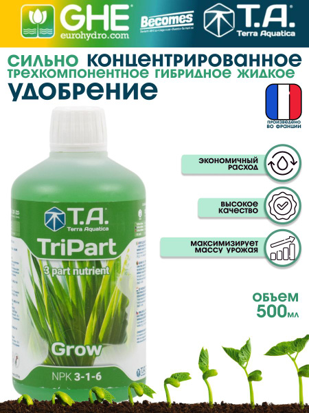 Удобрение для роста растений TriPart (GHE Flora Series) Grow, 500 мл ...