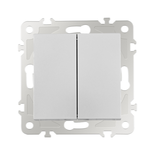Выключатель двухклавишный; Tesla Light; 10AX 250V 206.30-2.silver ...