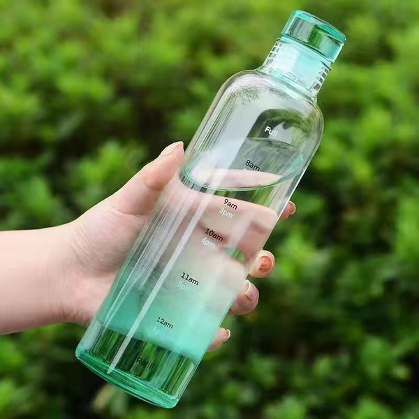 Бутылка для воды, герметичная, из толстого стекла, 500 мл, с отметкой ...