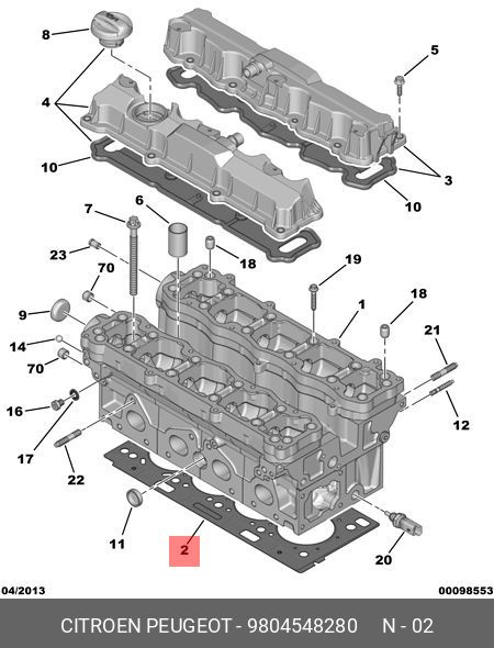 Прокладка гб psa 1.6 16v 00 stdmot.nfu Citroen Peugeot 9804548280 ...