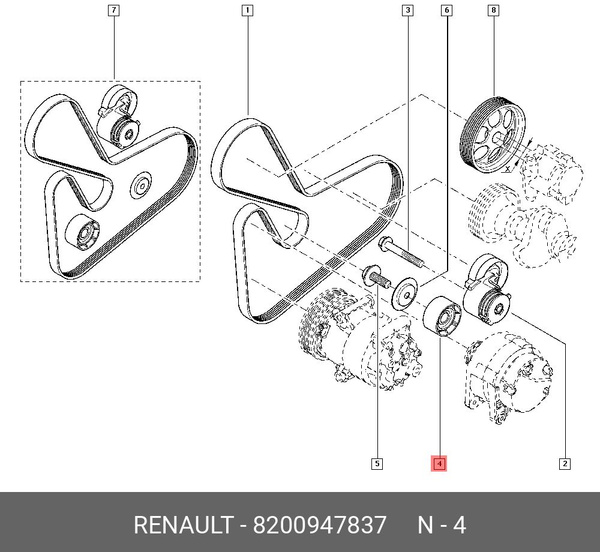 Рено дастер схема установки ремня генератора Removal and installation of a belt of a drive of auxiliary units (F4R) (Renault 