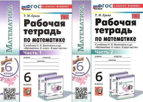 Рабочая тетрадь. Математика. 6 класс. Комплект. 2в1. Часть 1. Часть 2 ...