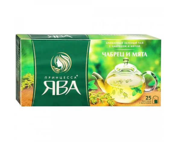 Принцесса Ява Чай зеленый double Чабрец и мята, 25 пак - купить с ...