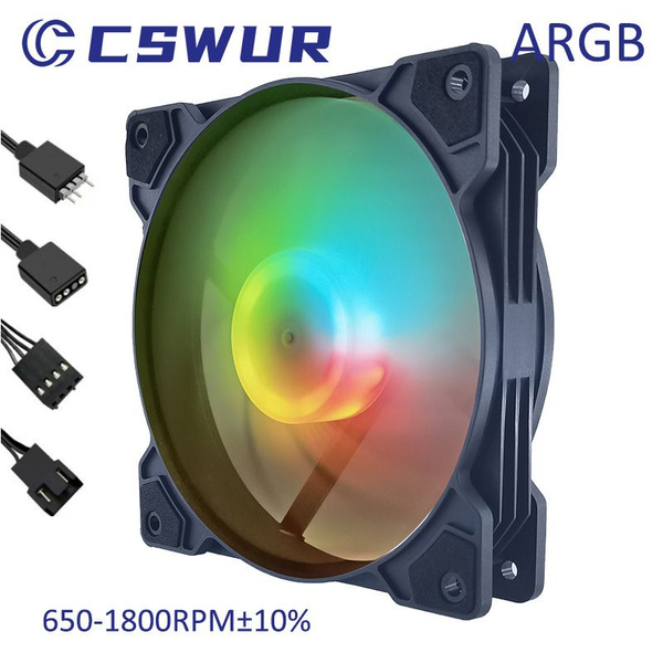 Вентилятор 120 мм с подсветкой ARGB 5V 3PIN, для охлаждения компьютера ...
