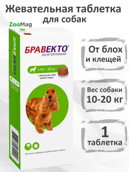 Intervet Bravecto / Жевательная таблетка Бравекто от Блох и Клещей для ...