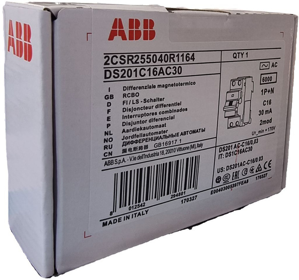 ABB Дифференциальный автомат 2P 16А 30мА DS201C16AC30 купить по низкой ...
