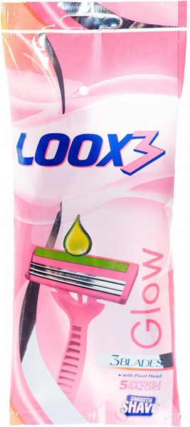 Станки для бритья одноразовые женские 5 штук Loox 3 Pink GLOW PLATINUM ...