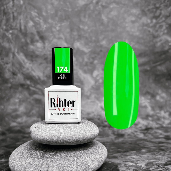 Гель лак для ногтей Rihter Art №174 яркий сочный зеленый, Летний Style ...