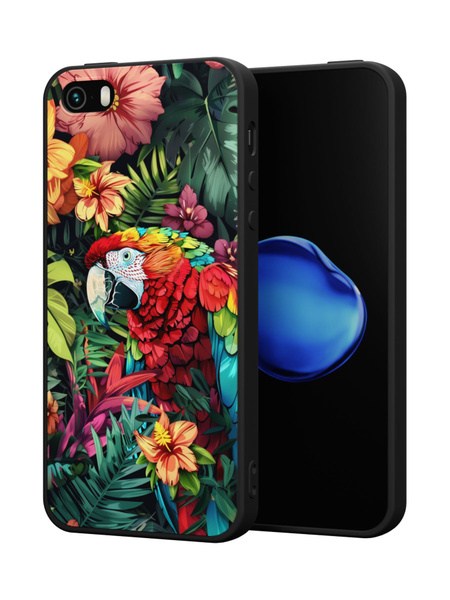 Силиконовый чехол Novel для iPhone 5/5s/SE (Айфон 5, 5с и СЕ), Попугай ...