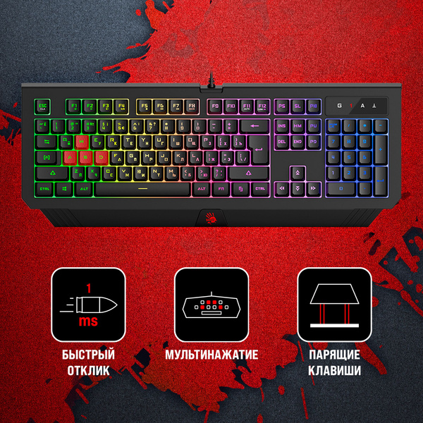 A4Tech Игровая клавиатура проводная Bloody B120N, черно-серый купить на ...