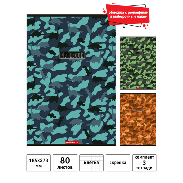 Academy Style Тетрадь, 3 шт., листов: 80 - купить с доставкой по ...