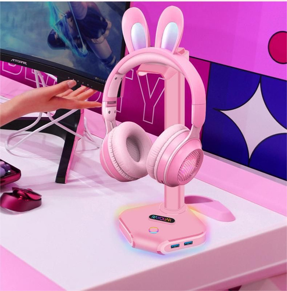 Подставка для наушников с подсветкой rgb и USB портами, держатель ...