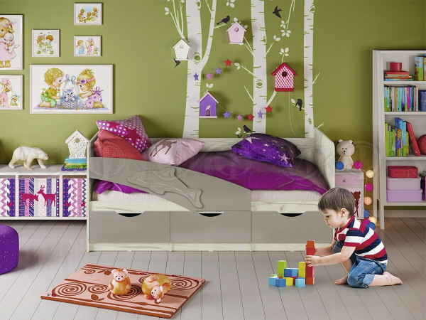 Кровать детская 180х80 "Дельфин" Шарли Мокко/Дуб Крафт Белый купить на ...