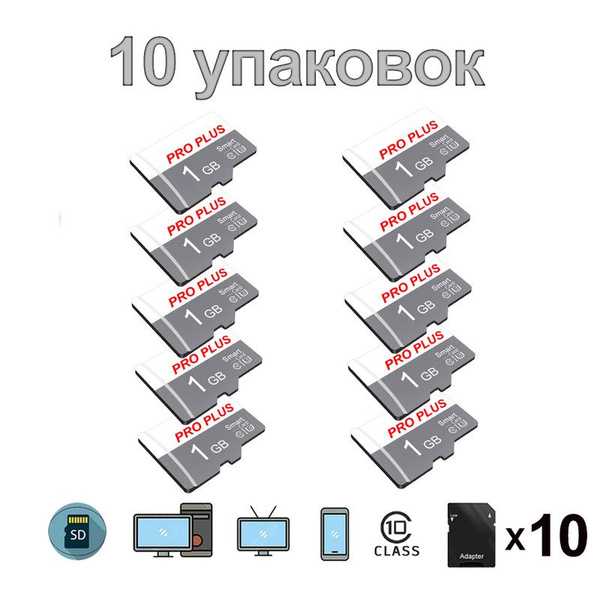 Карта памяти PRO Plus 1 ГБ (10 упаковок/Карта памяти для ...