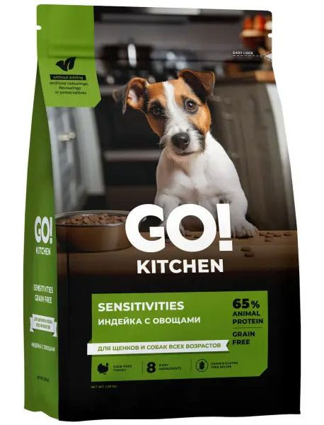 GO! KITCHEN Полнорационный беззерновой сухой корм для щенков и собак ...