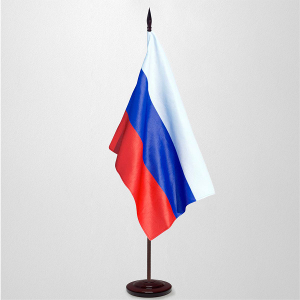 Флаг России с напольным флагштоком из дерева / навершие "Капля ...