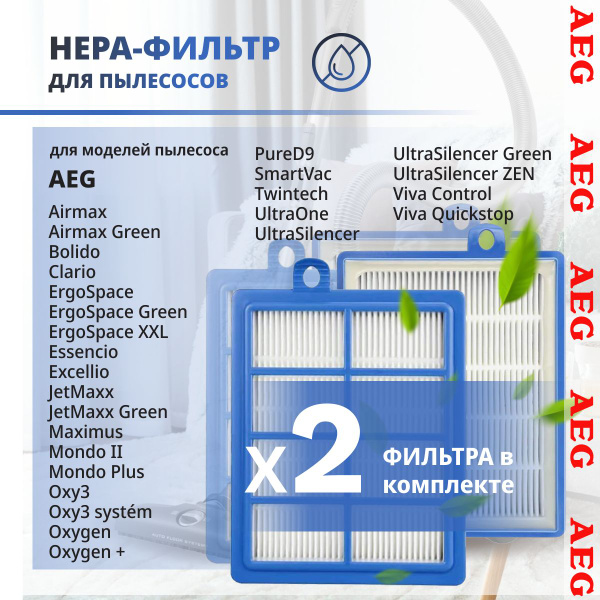 Hepa фильтр для пылесоса AEG, АЕГ арт. AEF12, AFS1W 2 шт. - купить с ...