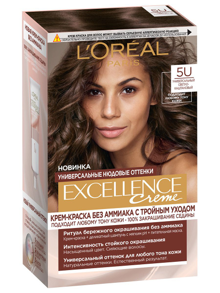 L'Oreal Paris Excellence Краска для волос, тон 5U светло-каштановый ...