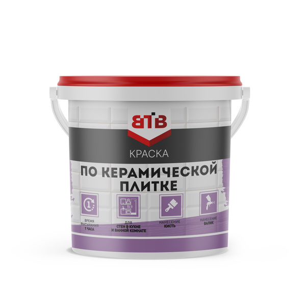 Краска ВТВ по керамической плитке Моющаяся, Акриловая, Полуглянцевое ...
